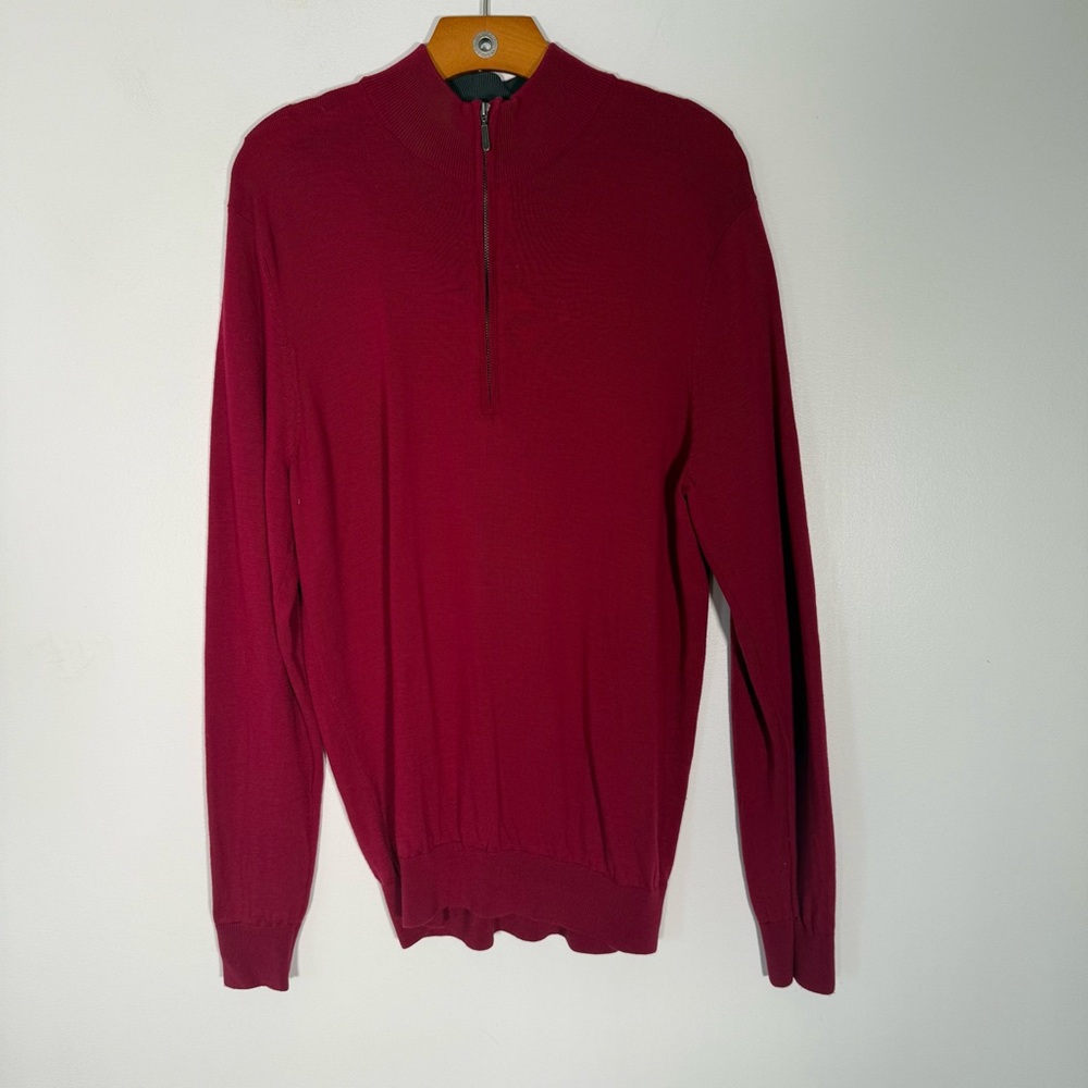 Ashworth Men's  100% Merino wool Quarter Zip Golf Fuchsia Pink  L